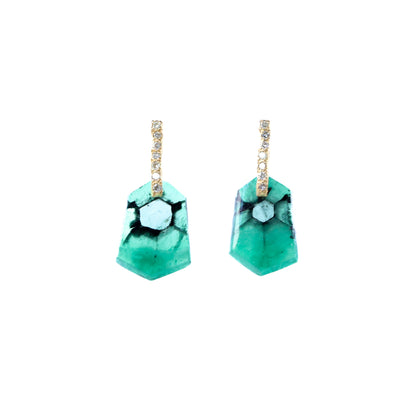 Hibiki Stone Pierced Earrings - Trapiche Emerald -