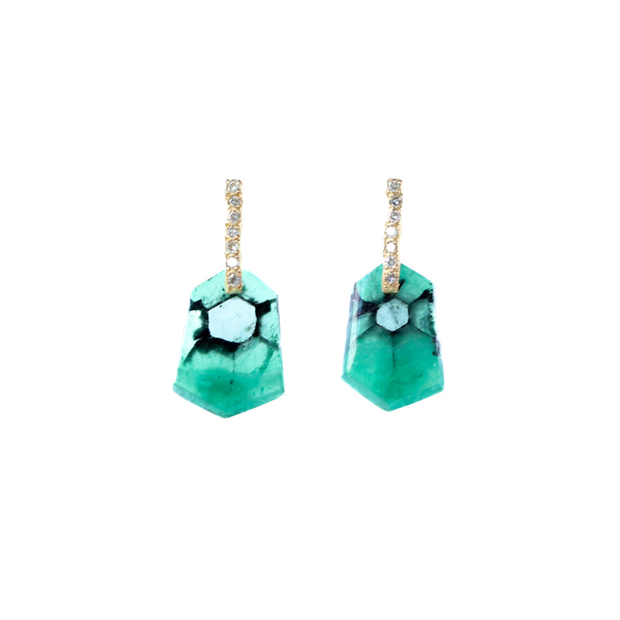Hibiki Stone Pierced Earring - Trapiche Emerald -
