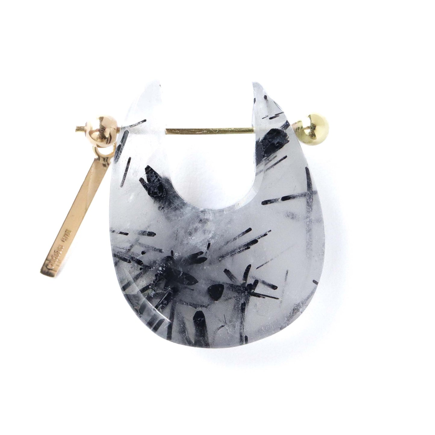 Rock Pierced Earring - Tourmalinated Quartz -