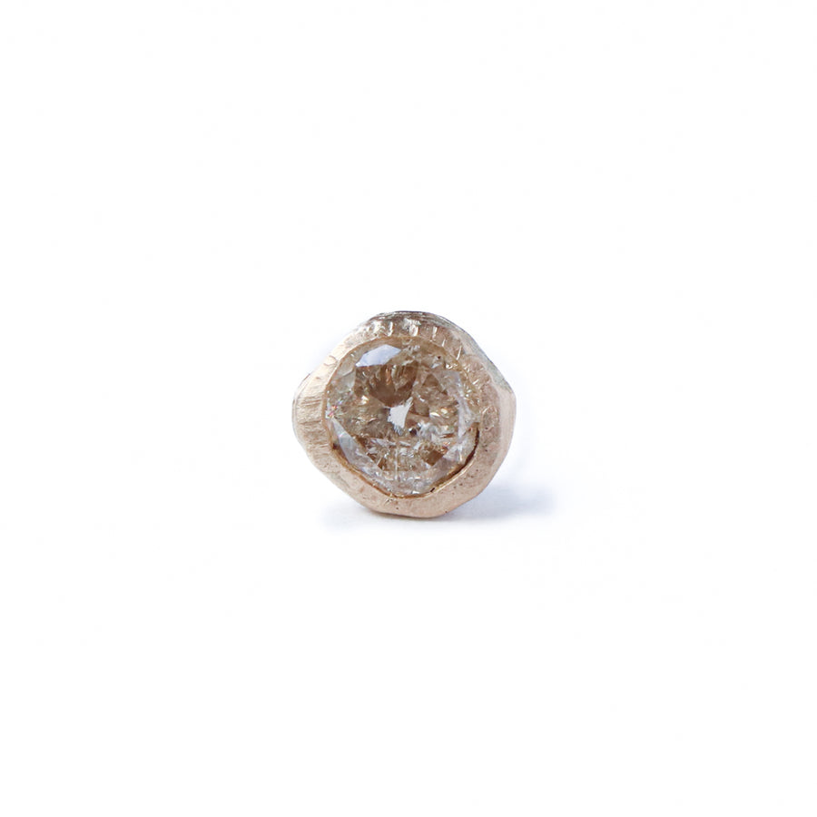 Rough collet Pierced Earring - Natural Diamond -