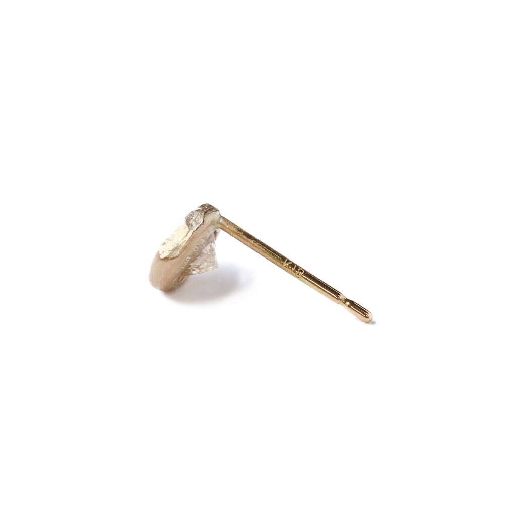 Rough collet Pierced Earring - Natural Diamond -