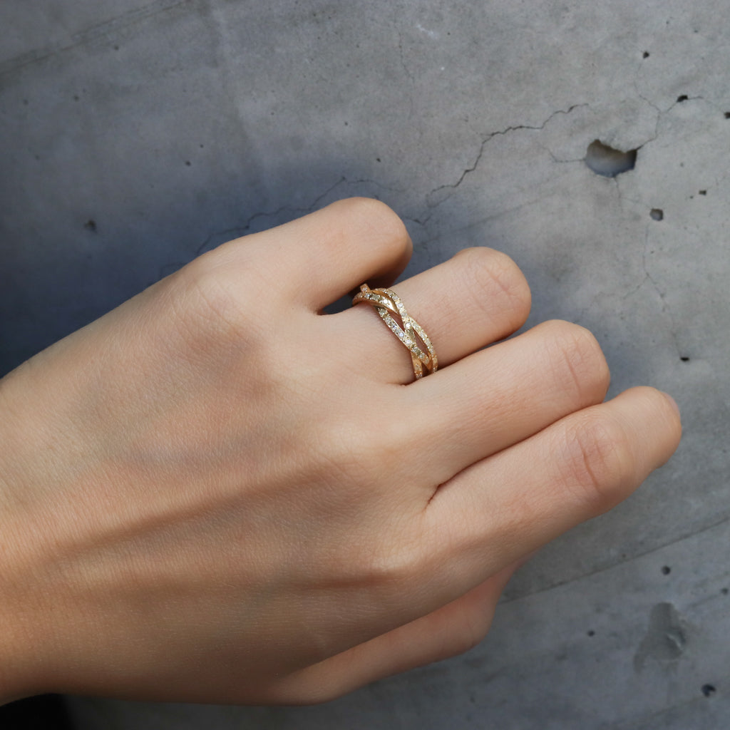 String Ring - Half Diamond K18YG - 