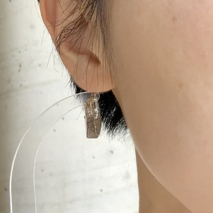 Rock Pierced Earrings - Tourmalinated Quartz -