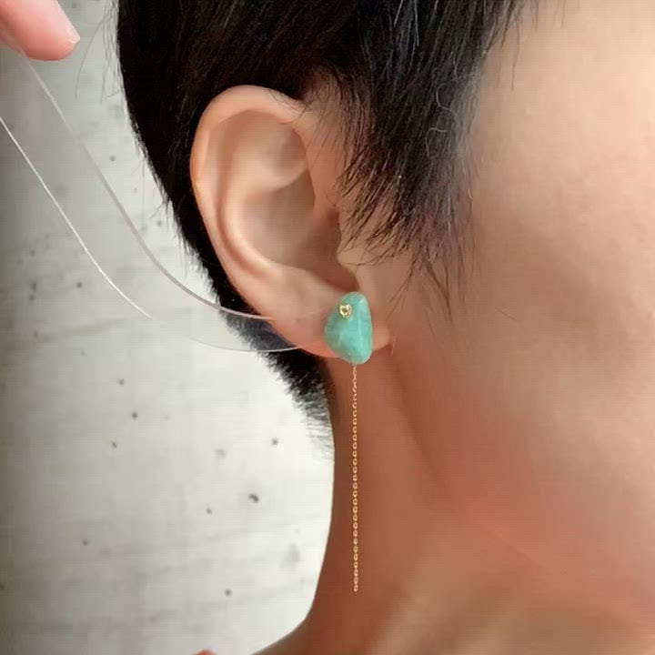 Flat Pierced Earring - Amazonite -