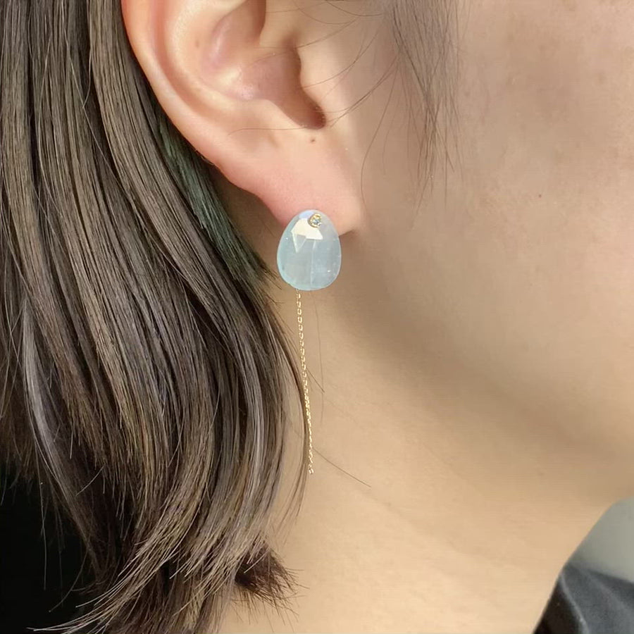 Flat Pierced Earring - Aquamarine - – MONAKA jewellery