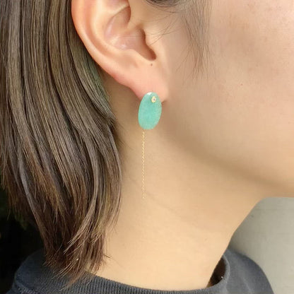 Flat Pierced Earrings - Amazonite -