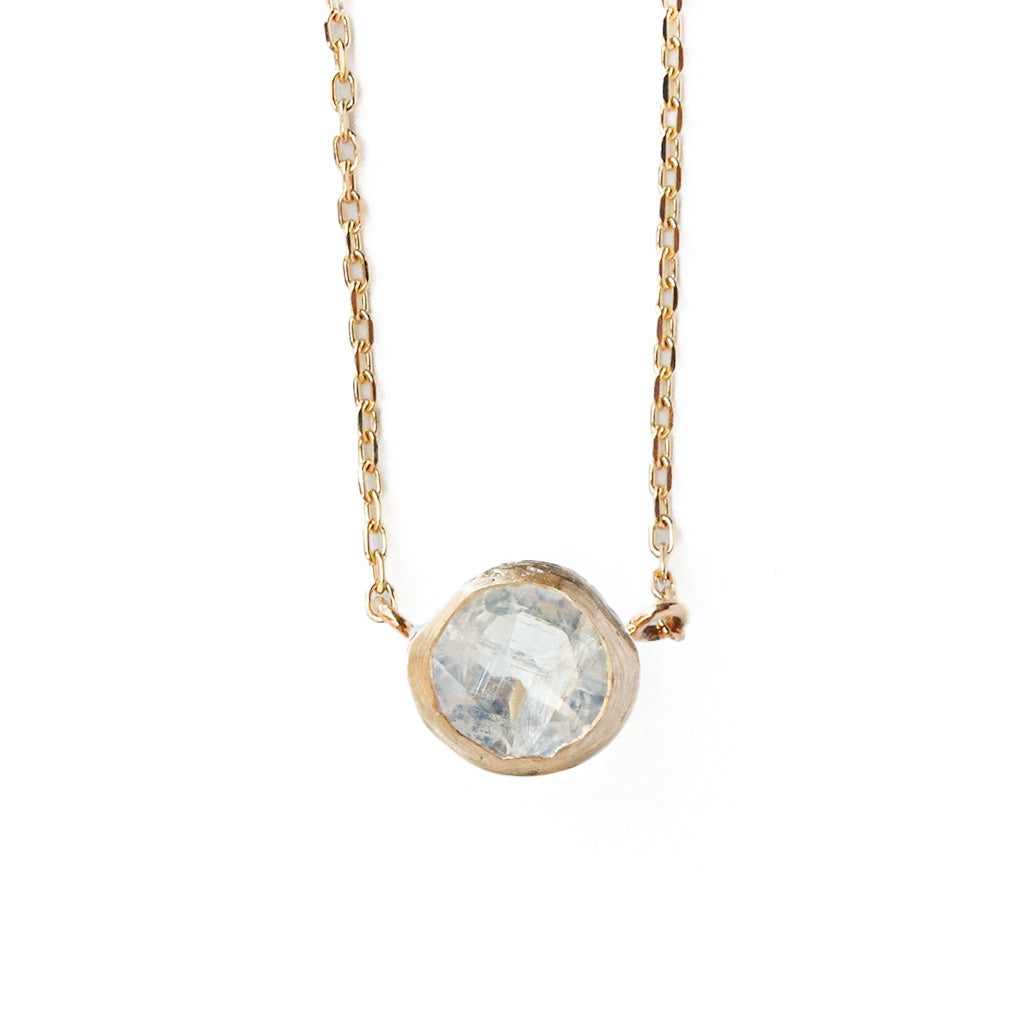 Rough Collet Necklace - Rainbow Moonstone -